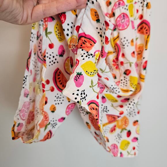 Loft Fruit Salad Pink Yellow Shorts Romper Pockets‎ Cherries Lemons Size Small - Picture 8 of 10